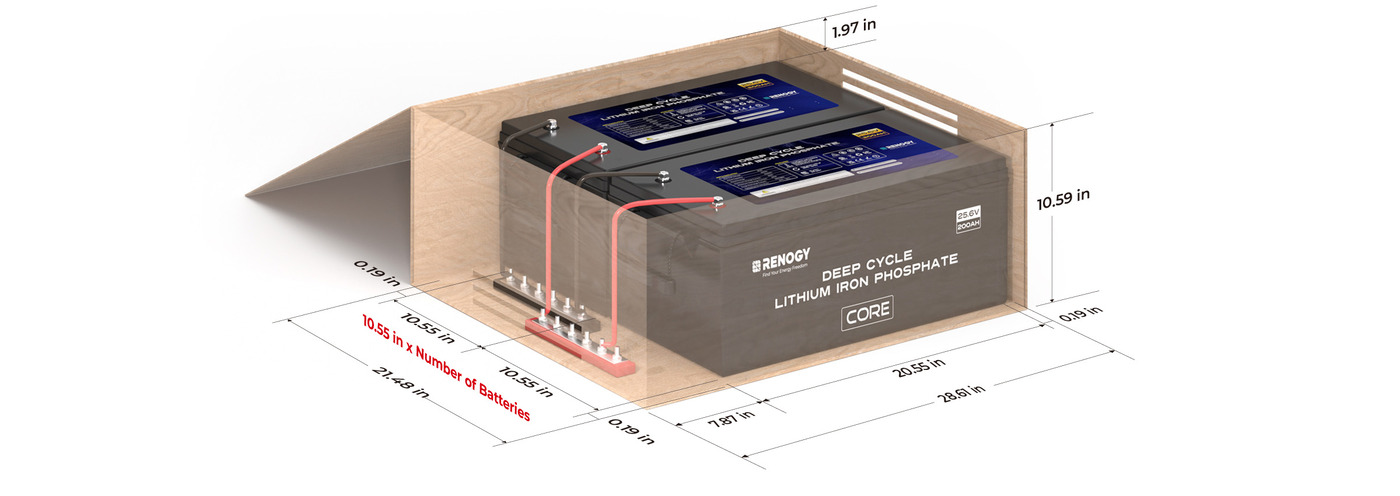 25.6V 200Ah Deep Cycle Lithium Iron Phosphate Battery connected