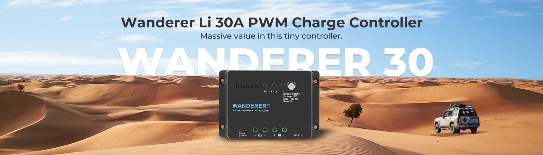 30 Amp PWM Solar Controller Wanderer Li