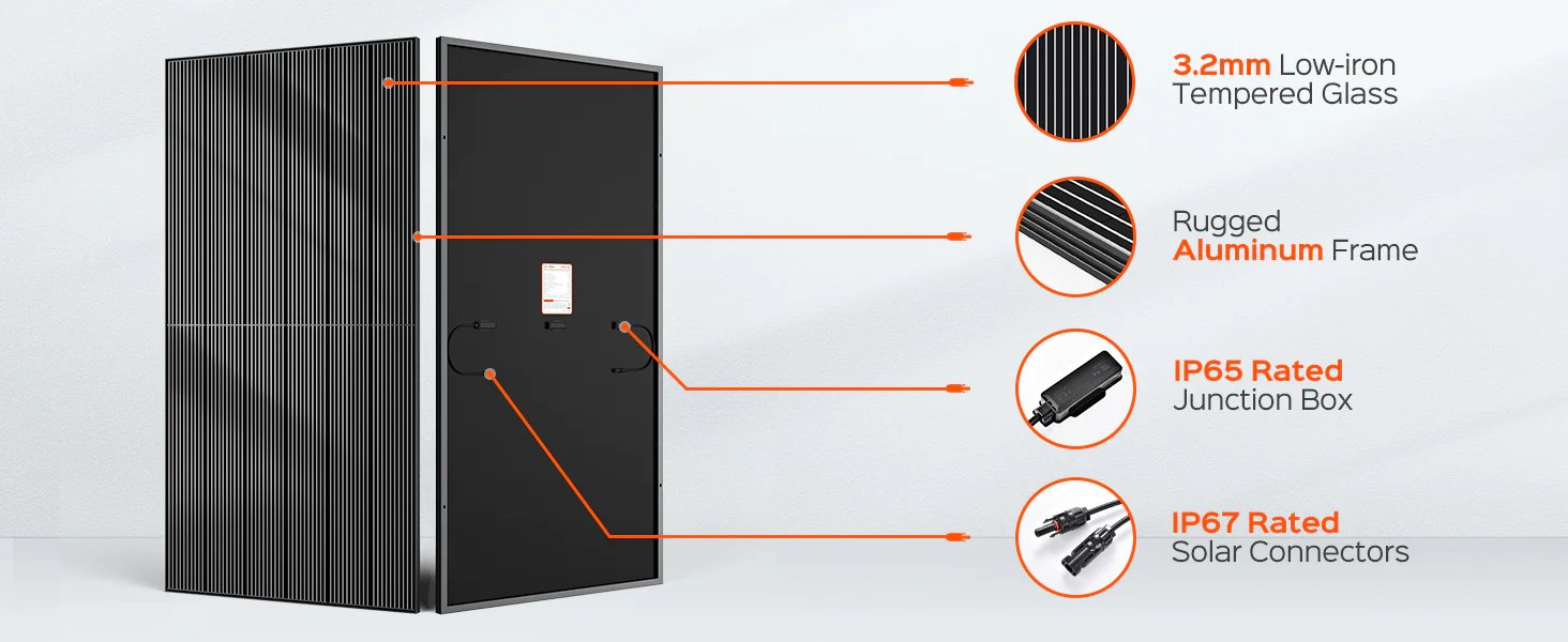 400W Mono Black PERC Rich Solar Panels on Roof