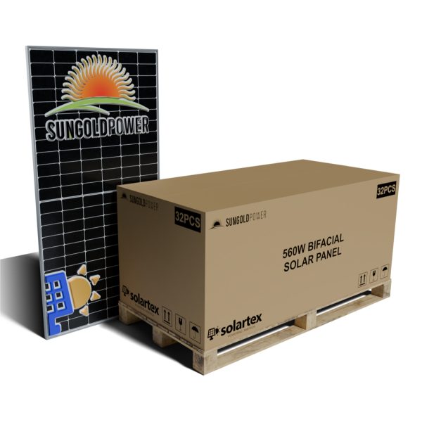 32PCS Full Pallet 560W Bifacial PERC SunGoldPower