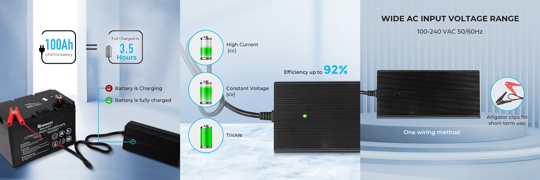 Renogy 20A 12V AC/DC LFP Portable Battery Charger