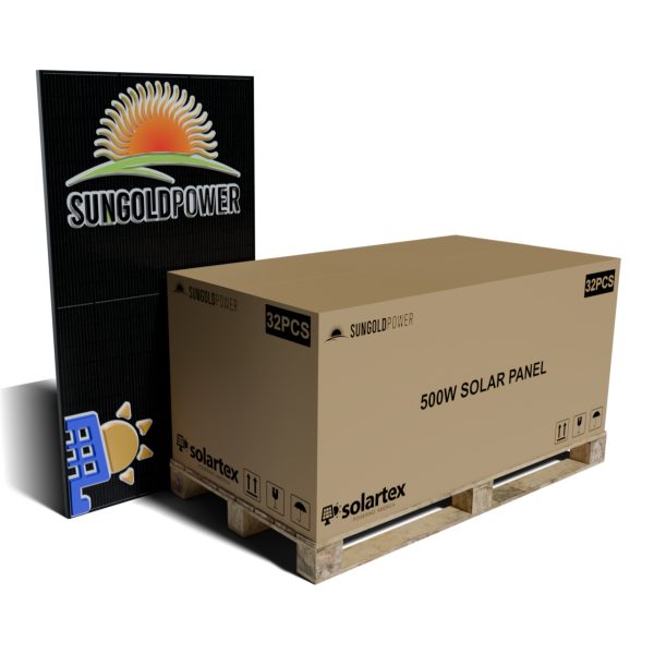 32PCS Full Pallet 500W Mono Black Perc 132 Half Cells SunGoldPower