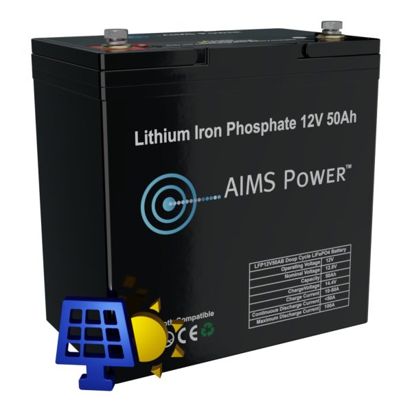 12.8V 50Ah LifePo4 Lithium Battery AIMS Power